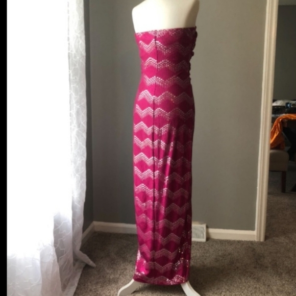 As U Wish Pink Strapless Ruched Gown - Picture 10 of 12